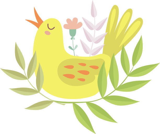 可爱的鸣叫的黄色小鸟象征着春天图片下载