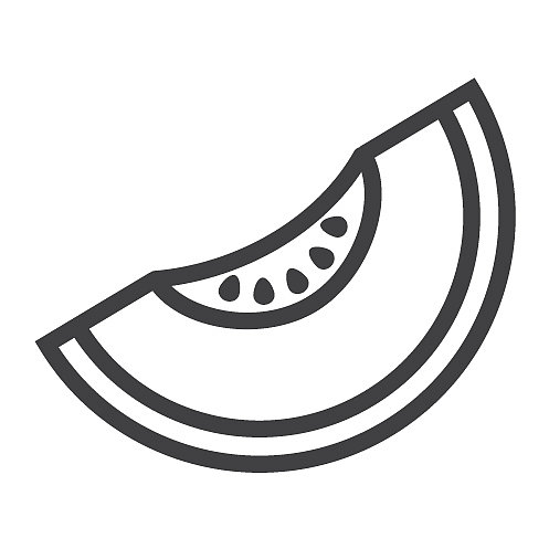 哈密瓜线条图标，水果与饮食图形图片下载