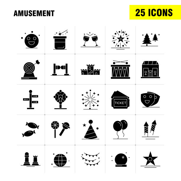 网页印刷和娱乐固体字形图标图片下载