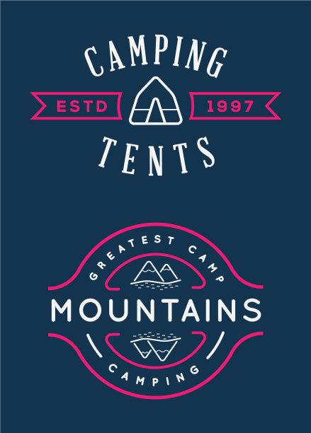 一套夏令营徽章与设计元素图片下载