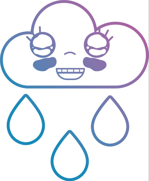 线可爱可爱快乐的云下雨图片下载