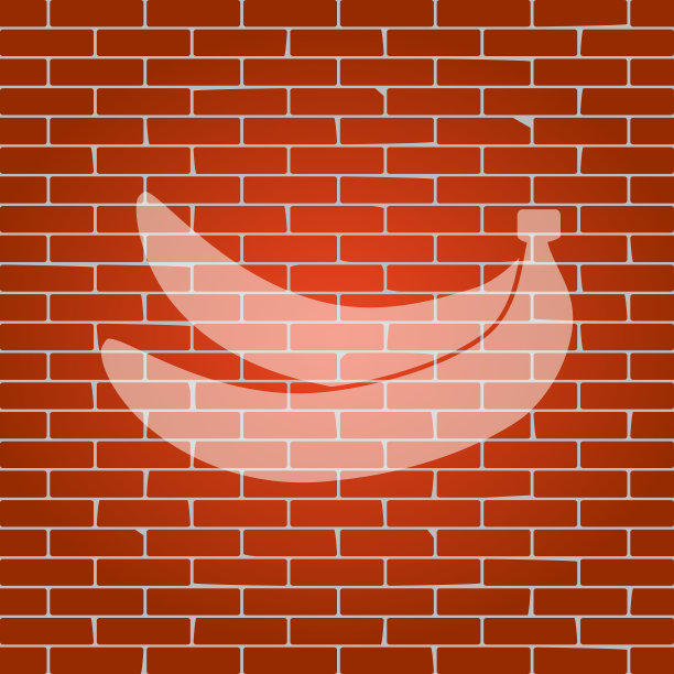 香蕉简单的标志，白色的图标上的砖图片下载