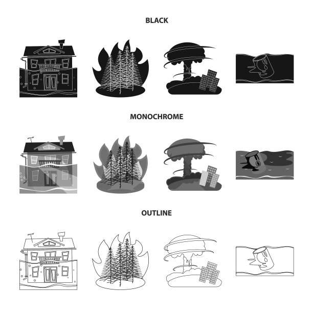 孤立对象的天气和遇险标志集图片下载