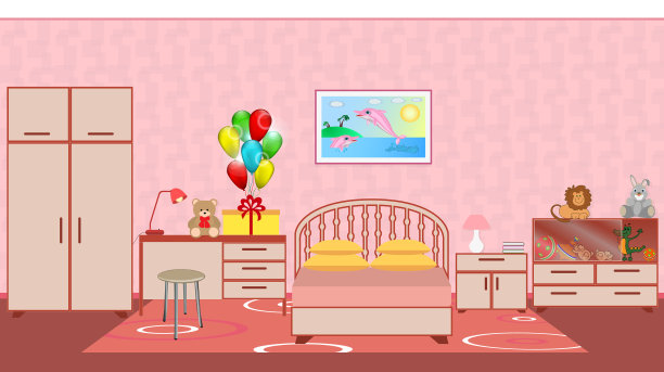 儿童卧室内设生日家具图片下载