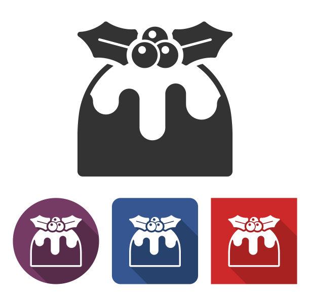 不同版本的圣诞布丁图标图片下载