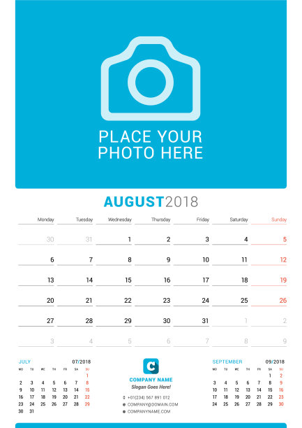 2018年8月墙月历2018年图片下载