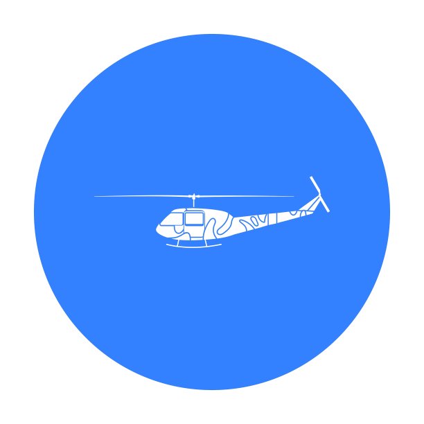 军用直升机图标在黑色风格孤立图片下载