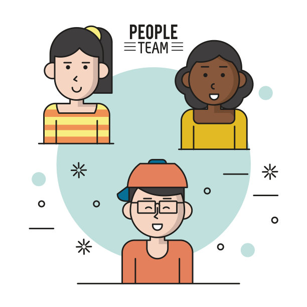 彩色海报的人队与半身体图片下载