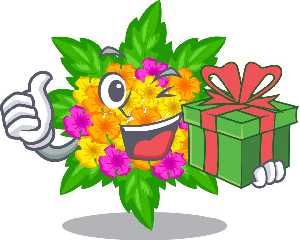 礼物是卡通造型的马缨丹花图片下载