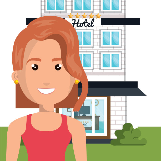 酒店外的年轻女子角色场景图片下载