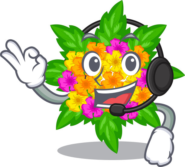 用耳机与马缨丹花隔离图片下载