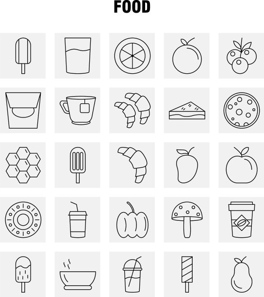 食品线图标web打印和移动uxui工具包图片下载