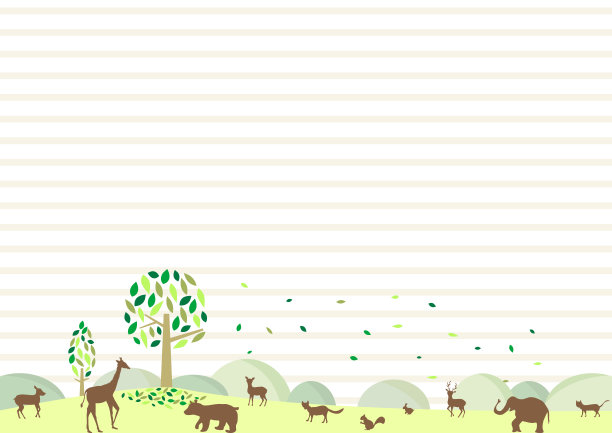 野外景观及野生动物剪影插图图片下载