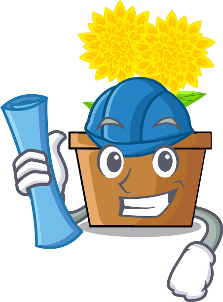 建筑师在漫画中孤立的大丽花图片下载