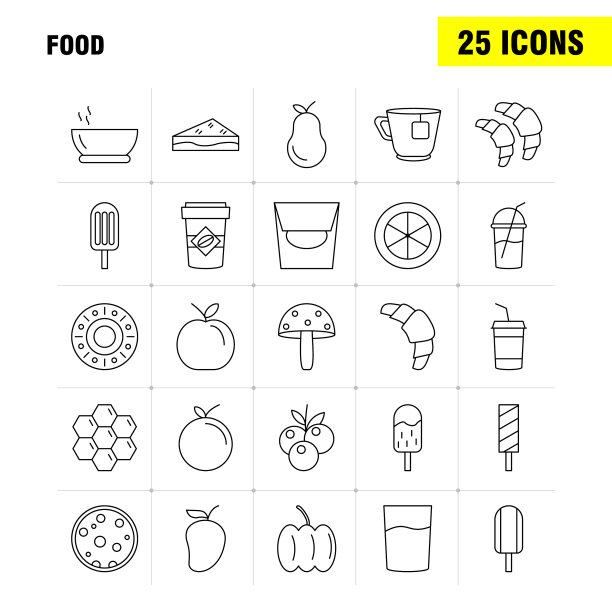 食品线图标web打印和移动uxui工具包图片下载
