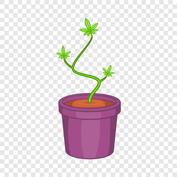 大麻在花盆图标卡通风格图片下载