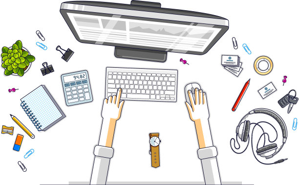 用电脑工作的办公室职员或企业家图片下载