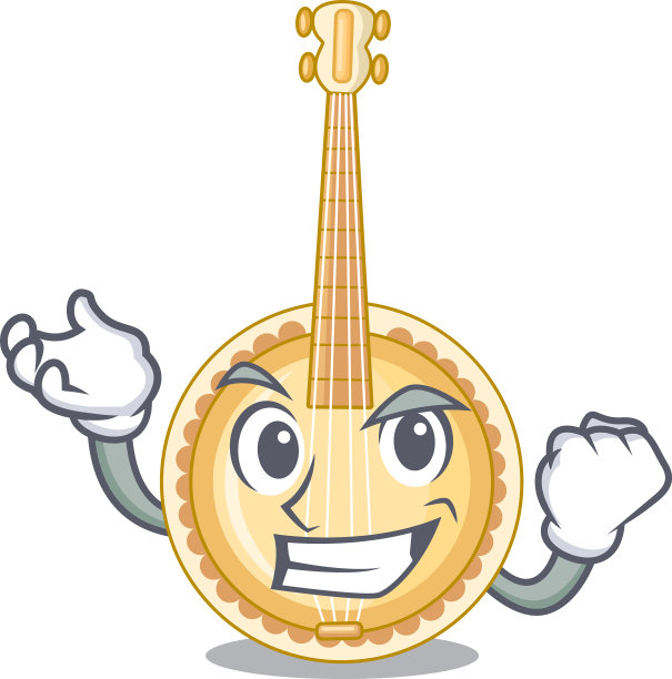 成功的班卓琴在卡通音乐室图片下载