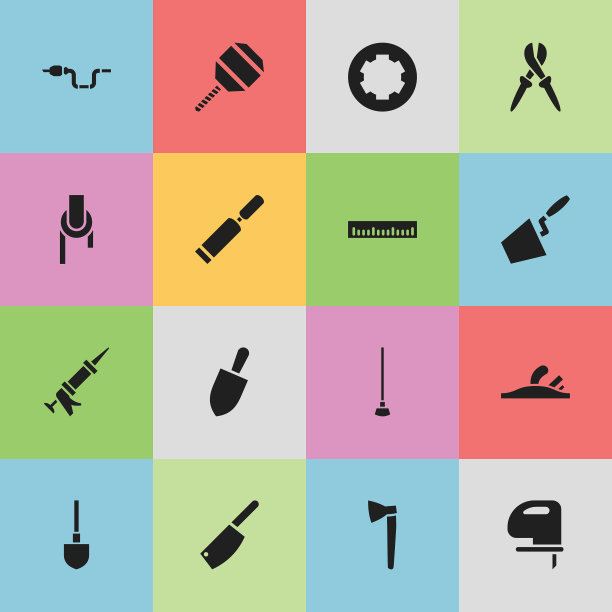 一组16可编辑的工具图标包括符号图片下载