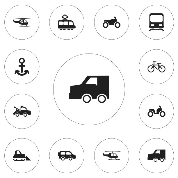 一组12可编辑的交通图标包括图片下载