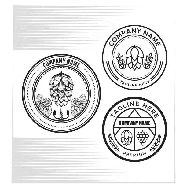 酒花水果和葡萄徽章图片下载