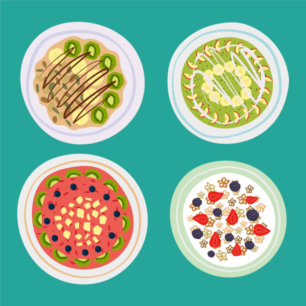 早餐燕麦粥和浆果俯视图图片下载