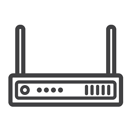 路由器线条图标：互联网与无线网络图片下载