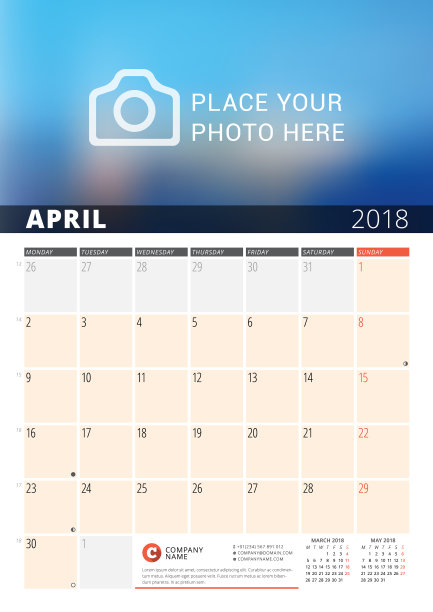 墙上日历计划2018年设计打印图片下载