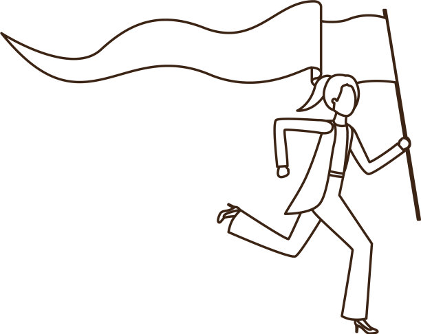 商业女性运行旗帜头像的角色图片下载