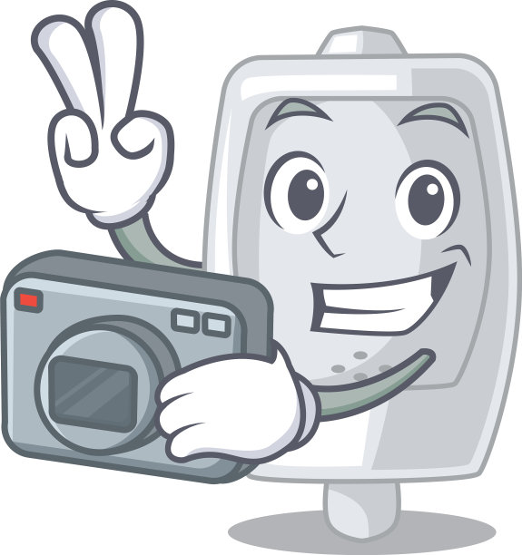 卡通浴室里的摄影师小便池图片下载