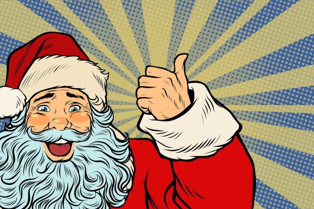 圣诞老人竖起大拇指的特写图片下载