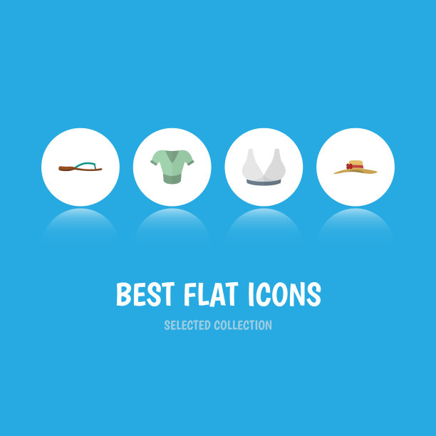 平图标连衣裙套装优雅的帽子海滩图片下载