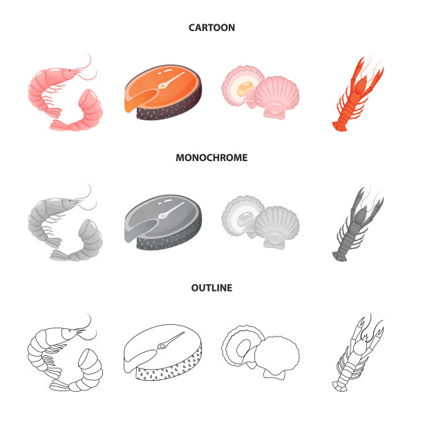 设计的生鲜和餐厅标识集图片下载