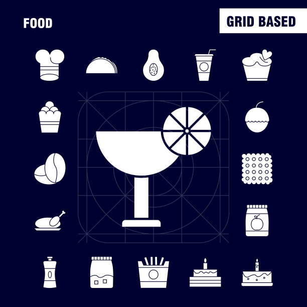 食物固体字形图标设置为信息图形图片下载