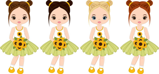 带着向日葵的可爱小女孩图片下载