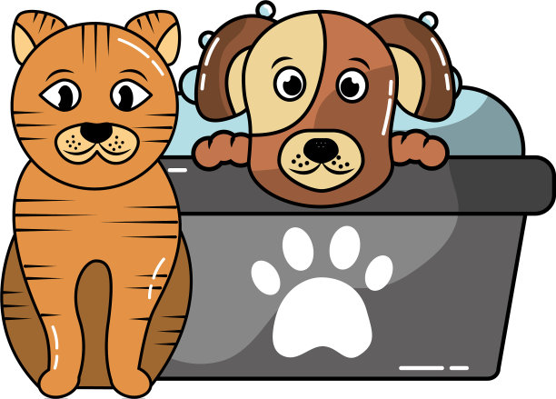 狗和猫的宠物美容图片下载