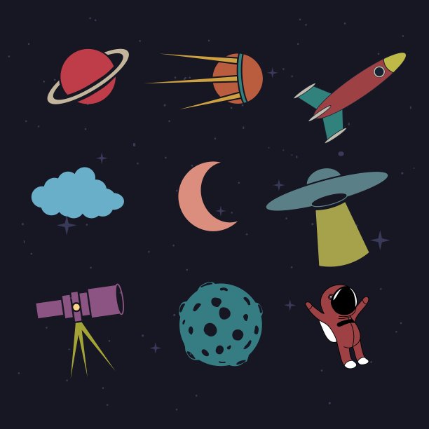 卡通空间元素集图片下载