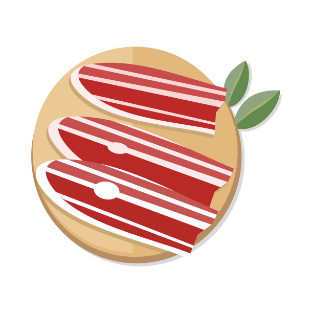 木桌上放着几片西班牙干腌火腿图片下载