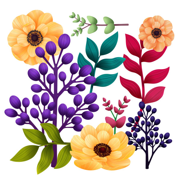 设置植物元素花园和野生树叶图片下载