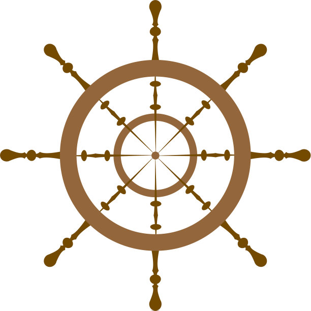 木制船舵孤立在白色背景上图片下载