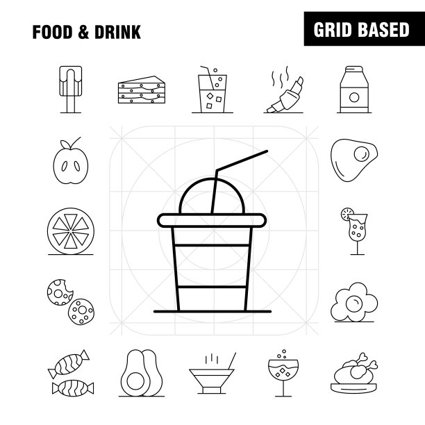 食品和饮料系列图标设置为信息图形图片下载