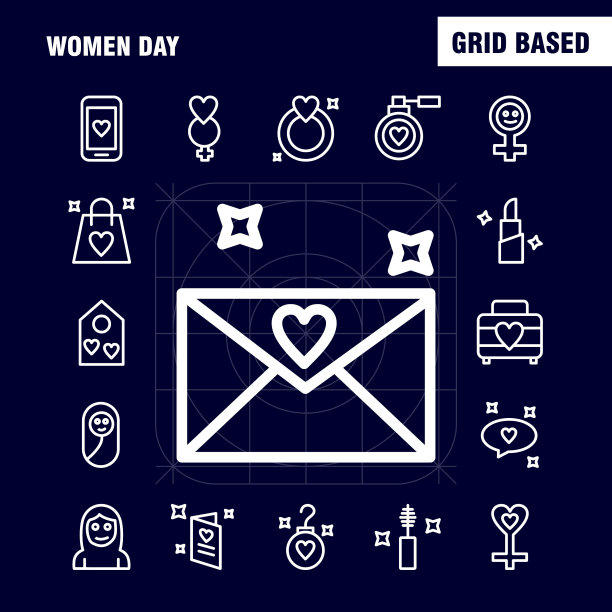 女性日线图标设置的信息图表移动图片下载