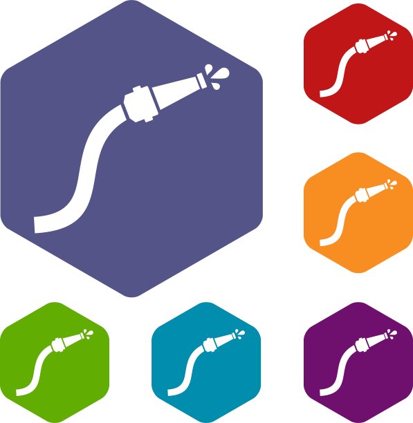 消防水带与水滴图标设置图片下载