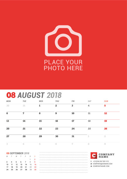 挂历计划2018年8月打印图片下载