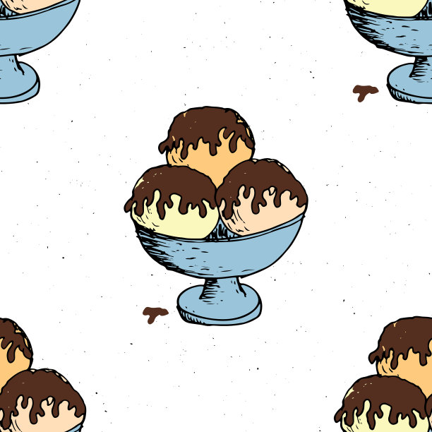 冰淇淋无缝图案手绘草图图片下载