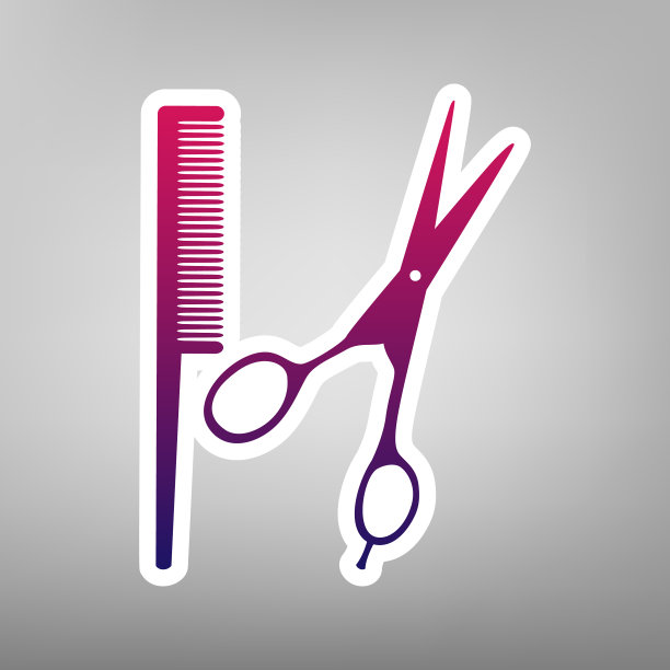 理发店标志上紫色渐变图标图片下载