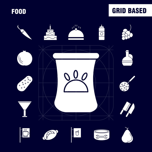 食物固体字形图标设置为信息图形图片下载