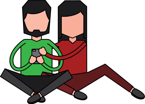 夫妇使用移动社交媒体图片下载