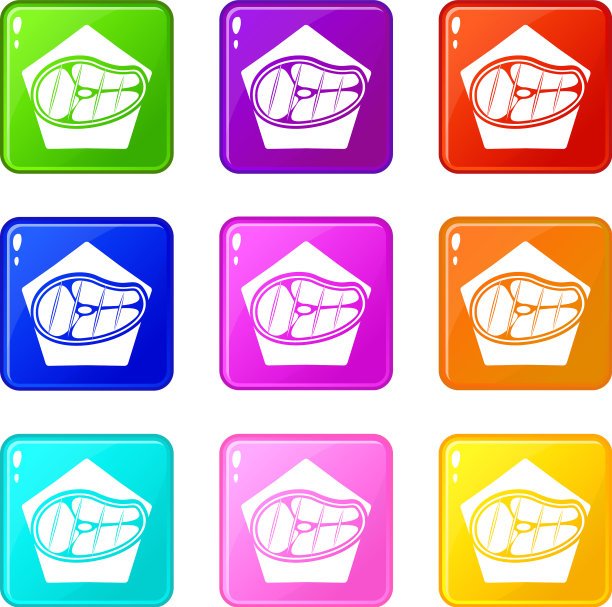 肉类图标设置9颜色收集图片下载