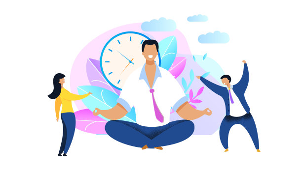 上班族在公寓里冥想图片下载